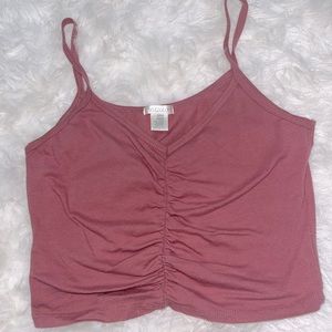 Pink bozzolo scrunched crop top